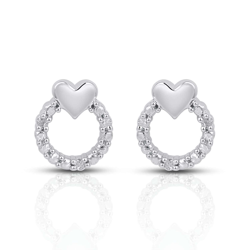 925 SS 0.025CT D- EARRINGS "HEART"