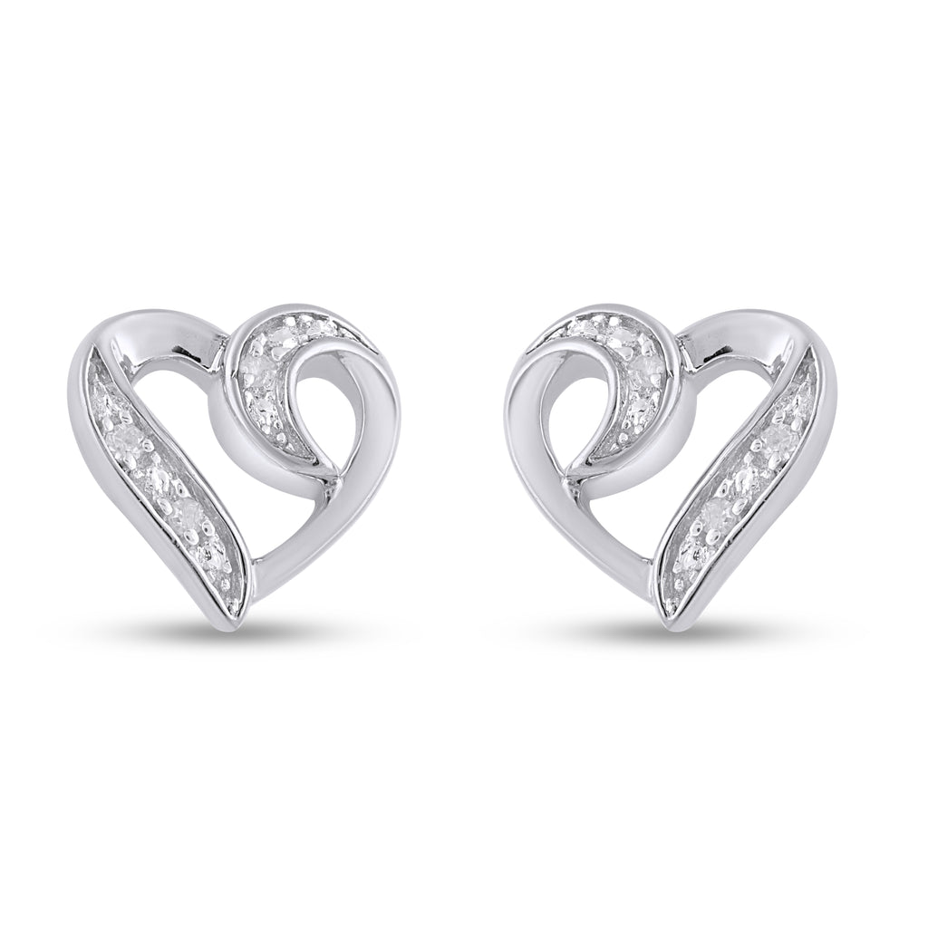 925 SS 0.02CT D- EARRINGS "HEART"