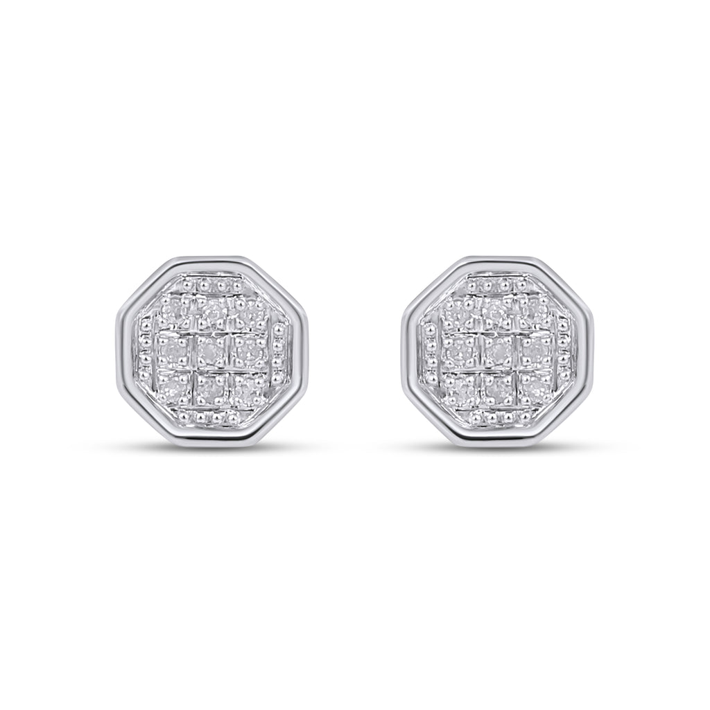 CLOSEOUT 10KT 0.05CT D- EARRINGS"HEXAGON"