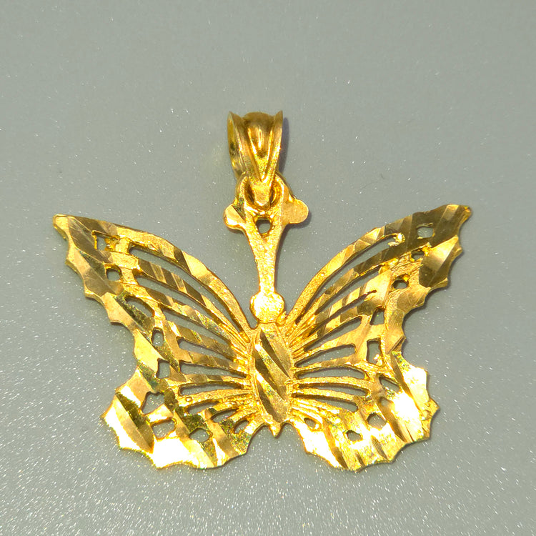 10K Yellow Gold Butterfly Pendant Diamond cuts