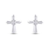 925 SS 0.01CT D- EARRINGS "CROSS"