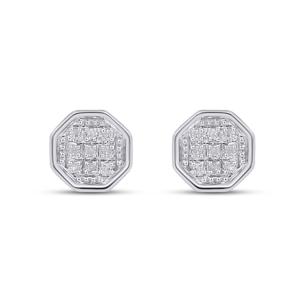 CLOSEOUT 10KT 0.05CT D- EARRINGS"HEXAGON"