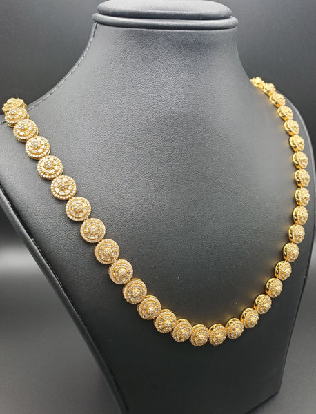 10K Yellow Gold Dual Flower Diamond Chain