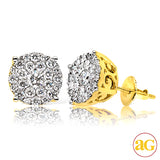 14KY 1.50CTW DIAMOND LUNA CLUSTER EARRINGS
