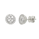 14KW 1.15CTW DIAMOND ROUND CLUSTER EARRINGS -