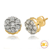 10KY 0.60CTW DIAMOND V-PRONG FLOWER EARRINGS - FAN