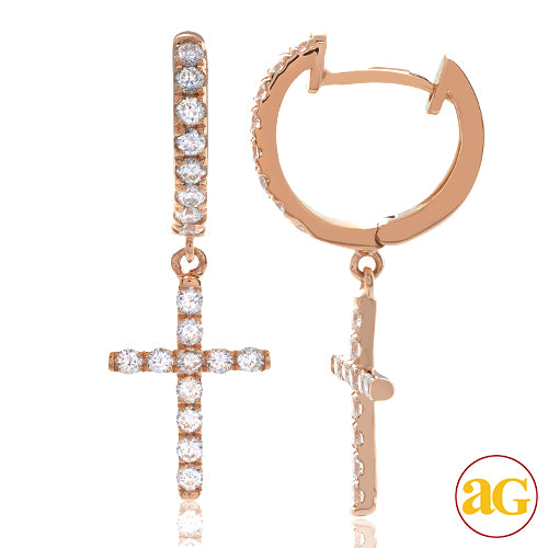 14KR 0.65CTW DIAMOND HUGGIES WITH DANGLING PRONG