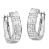 14KW 1.00CTW DIAMOND HOOPS [THREE ROW PRINCESS]