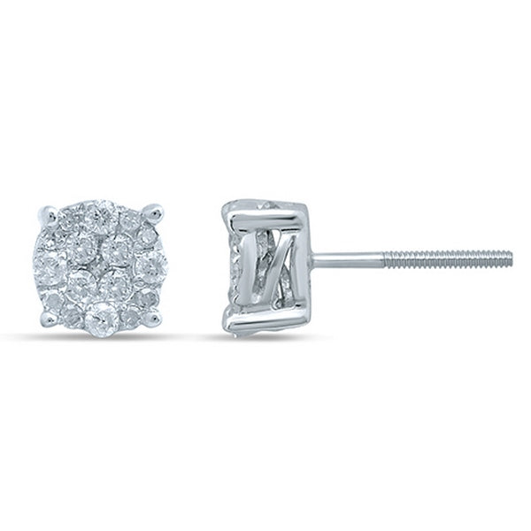10K 0.24-0.29CT D-EARRING RDS "SUPER FLOWER" MICRO PRONG