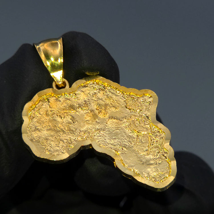 10k YG Africa continent Nugget style pendant 3.4gms