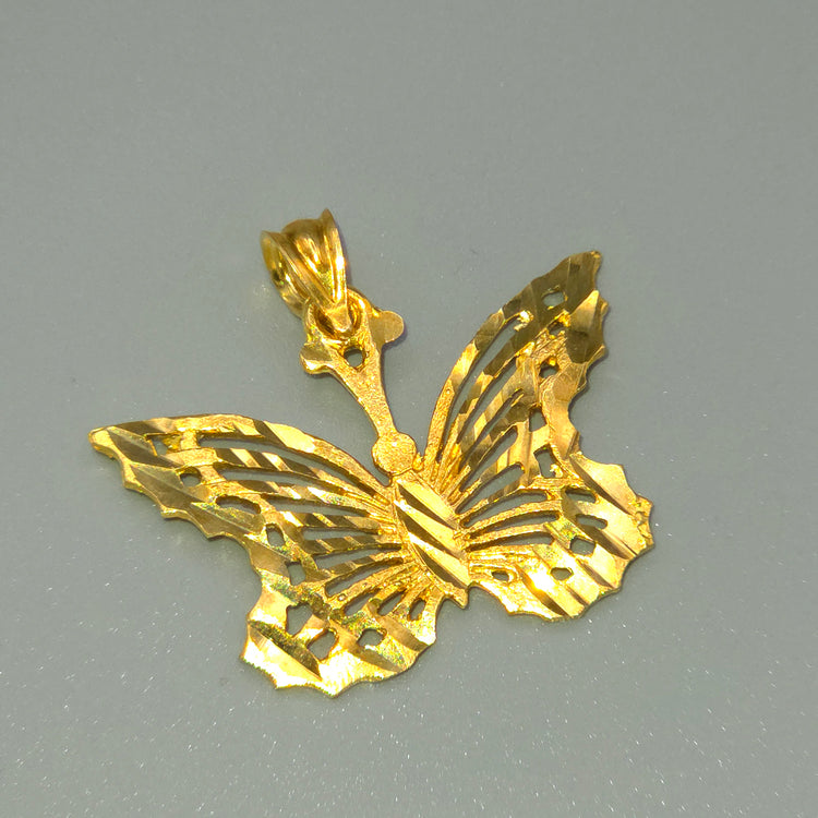 10K Yellow Gold Butterfly Pendant Diamond cuts