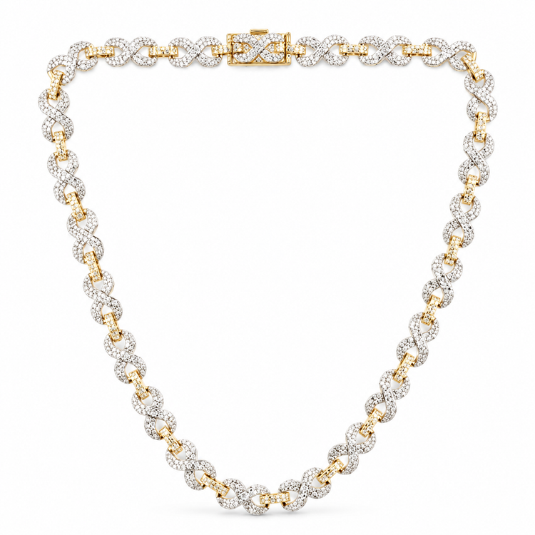 10K diamond necklace on a clean white studio background