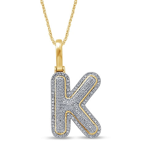 10K 0.31-0.42CT D-BUBBLE LETTER " K "