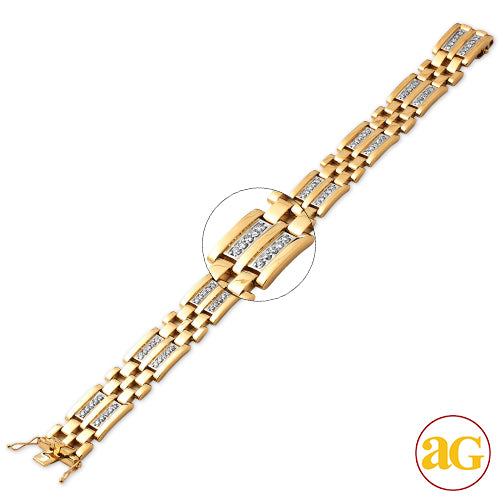 10KY 2.00CTW DIAMOND MENS BRACELET 8.5"