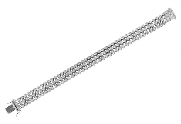 SS 0.75CTW 3-ROW DIAMOND BRACELET